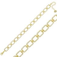 Gumush T5877 Gold Kare Taşlı Gümüş Bayan Bileklik