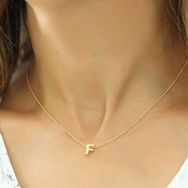 Gumush T5903 Gold 3 Boyutlu F Harf Gümüş Kadın Kolye