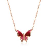 Gumush T5954 Rose Minimal Kelebek Gümüş Bayan Kolye