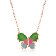Gumush T5957 Rose Minimal Kelebek Gümüş Bayan Kolye