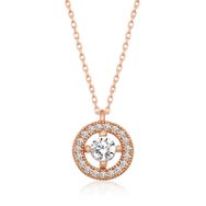 Gumush T5976 Rose Minimal Yuvarlak Tektaş Gümüş Bayan Kolye