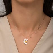 Gumush T5977 Rose Papatya Seviyor Sevmiyor Kadın Gümüş Kolye