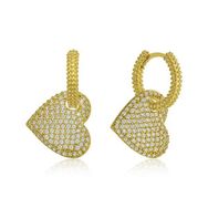 Gumush T6079 Gold Halka Kalp Bayan Gümüş Küpe