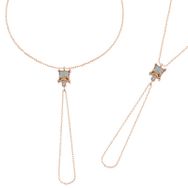 Gumush T6124 Rose Zültanit Taşlı Kare Gümüş Şahmeran