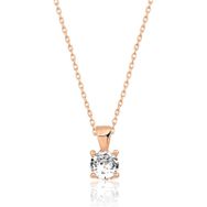 Gumush T6240 ​PB Rose Tek Taş Bayan Gümüş Kolye