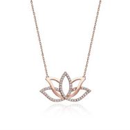 Gumush T6242 Gümüş Rose Lotus Çiçeği Kolye