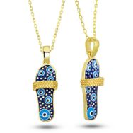 Gumush T6439 Gold şerit Terlik Kadın Gümüş Kolye