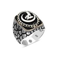 Gumush T6446 Hilal Bozkurt Oval Erkek Gümüş Yüzük