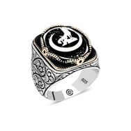 Gumush T6488 Hilal Bozkurt Oval Erkek Gümüş Yüzük
