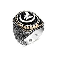 Gumush T6497 Hilal Bozkurt Oval Erkek Gümüş Yüzük
