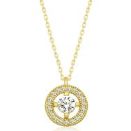 Gumush T6501 Gold Minimal Yuvarlak Tektaş Kadın Gümüş Kolye