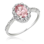 Gumush T6544 Gümüş Pembe Oval Taşlı Kadın Yüzük