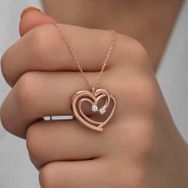 Gumush T6581 Rose Birleşmiş Kalpler Kadın Gümüş Kolye