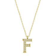 Gumush T6612 Gold F Harfi Kadın Gümüş Kolye