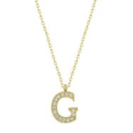 Gumush T6613 Gold G Harfi Kadın Gümüş Kolye