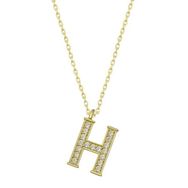 Gumush T6614 Gold H Harfi Kadın Gümüş Kolye