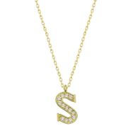 Gumush T6626 Gold S Harfi Kadın Gümüş Kolye