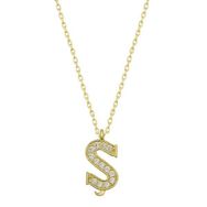 Gumush T6627 Gold Ş Harfi Kadın Gümüş Kolye