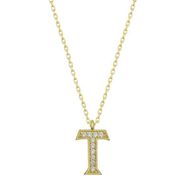 Gumush T6628 Gold T Harfi Kadın Gümüş Kolye