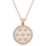Gumush T6638 Rose Beyaz Taşlı Yaşam Çiçeği Kadın Gümüş Kolye