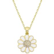 Gumush T6643 Gold Papatya Kadın Gümüş Kolye