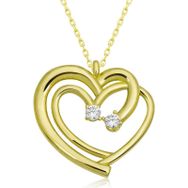 Gumush T6645 Gold Birleşmiş Kalpler Kadın Gümüş Kolye