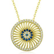 Gumush T6648 Gold Nazar Kadın Gümüş Kolye