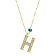 Gumush T6783 Gümüş Nazar Gold H Harfi Kadın Kolye