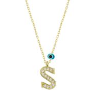 Gumush T6795 Gümüş Nazar Gold S Harfi Kadın Kolye