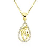 Gumush T6803 Gümüş Gold Damla Anne Çocuk Kolyesi