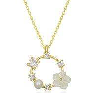 Gumush T6837 Gold Manolya Çiçeği Kadın Gümüş Kolye