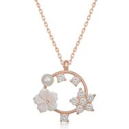 Gumush T6843 Rose Manolya Çiçeği Yıldız Kadın Gümüş Kolye