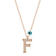 Gumush T6873 Nazar Rose F Harfi Kadın Gümüş Kolye