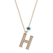 Gumush T6876 Nazar Rose H Harfi Kadın Gümüş Kolye