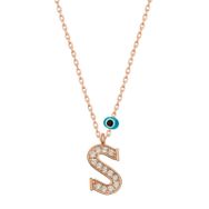 Gumush T6888 Nazar Rose S Harfi Kadın Gümüş Kolye