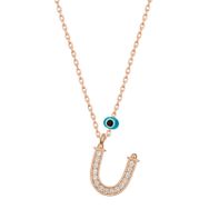 Gumush T6892 Nazar Rose Ü Harfi Kadın Gümüş Kolye