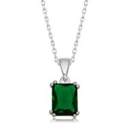 Gumush T6909 Gümüş Yeşil Kristal Kare Taşlı Kadın Kolye