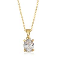 Gumush T6916 Gold Oval Zirkon Taşlı Kadın Gümüş Kolye