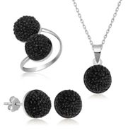 Gumush T6924 Siyah Kristal Kadın Gümüş Set