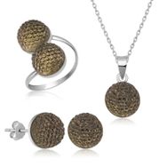 Gumush T6926 Kristal Kadın Gümüş Set