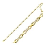 Gumush T7000 Gold Zirkon Taşlı Kadın Gümüş Bileklik