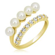 Gumush T7057 Gold Ayarlanabilir İnci Taşlı Kadın Gümüş Yüzük