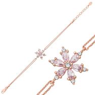 Gumush T7058 Rose Pembe Lotus Çiçeği Kadın Gümüş Bileklik