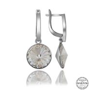 Gumush T7083 Swarovski Crystal Taşlı Beyaz Sallantılı Kadın Gümüş Küpe