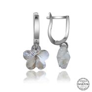Gumush T7084 Swarovski Crystal Taşlı Beyaz Papatya Sallantılı Kadın Gümüş Küpe