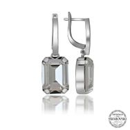 Gumush T7087 Swarovski Crystal Taşlı Beyaz Baget Sallantılı Kadın Gümüş Küpe