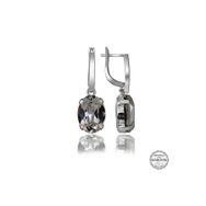 Gumush T7099 Swarovski Crystal Taşlı Beyaz Oval Sallantılı Kadın Gümüş Küpe