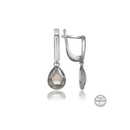 Gumush T7107 Swarovski Crystal Taşlı Beyaz Damla Sallantılı Kadın Gümüş Küpe