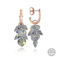 Gumush T7110 Swarovski Crystal Taşlı Kalp Salkım Sallantılı Çivili Kadın Gümüş Küpe