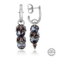Gumush T7115 Swarovski Crystal Taşlı Salkım Sallantılı Çivili Kadın Gümüş Küpe
